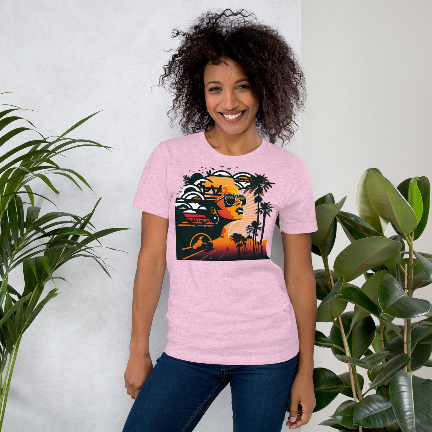 Retro Radiance Sunset Dreamer Tee shirt