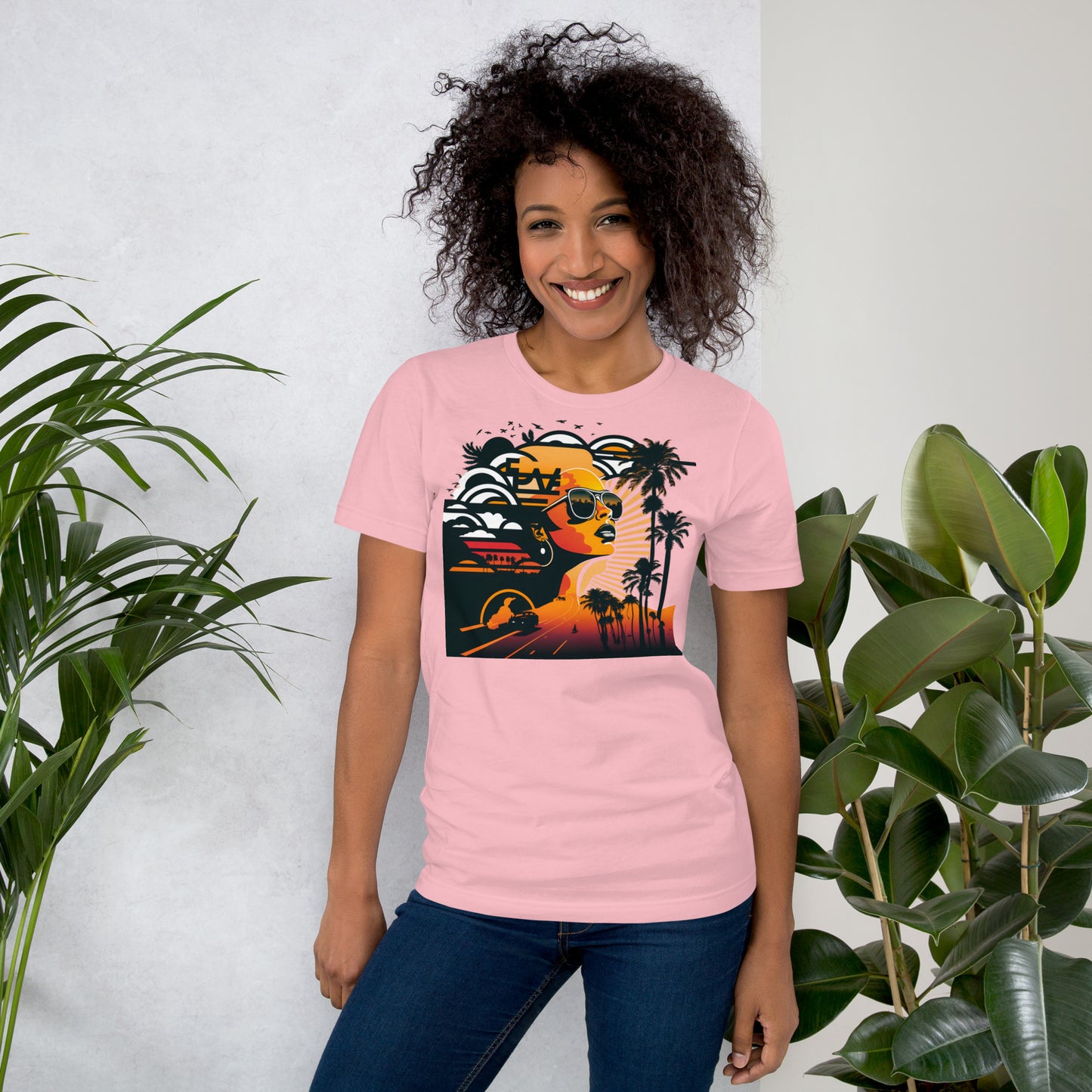 Retro Radiance Sunset Dreamer Tee shirt