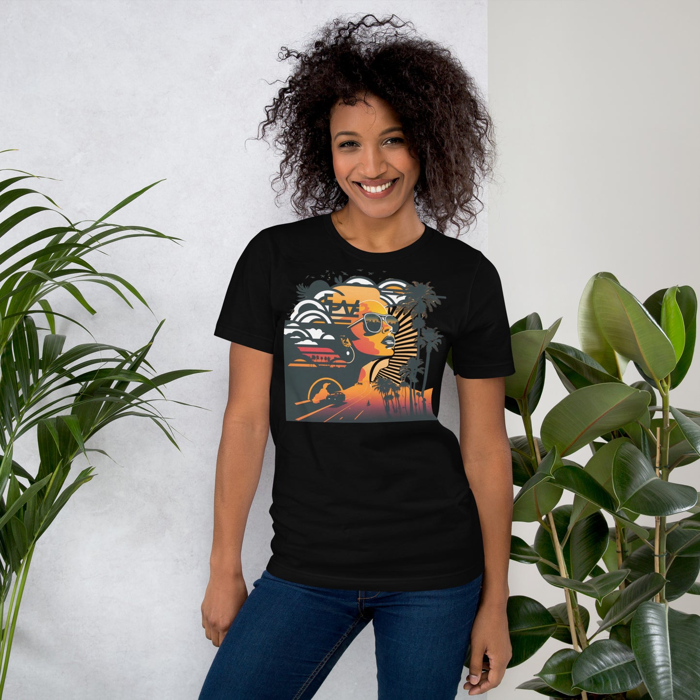 Retro Radiance Sunset Dreamer Tee shirt