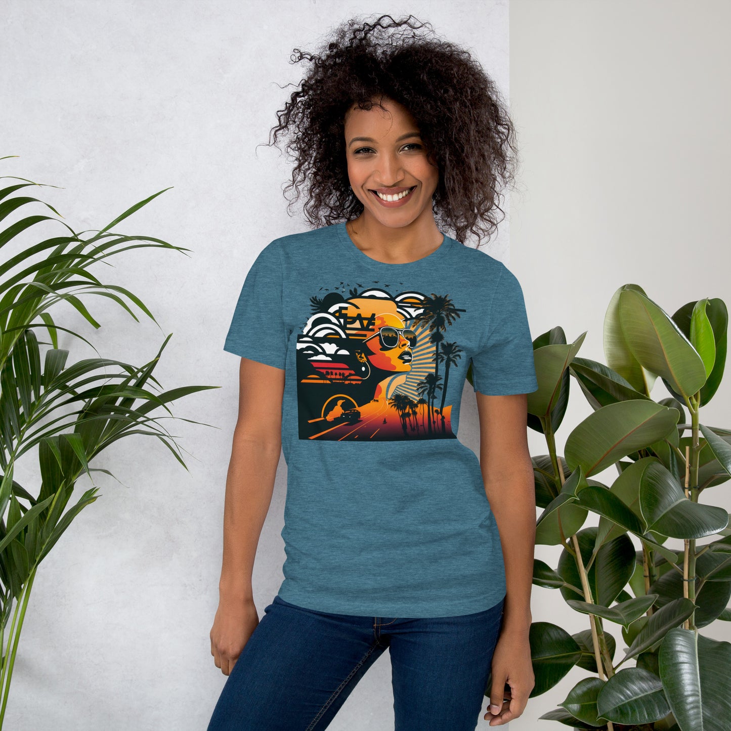 Retro Radiance Sunset Dreamer Tee shirt