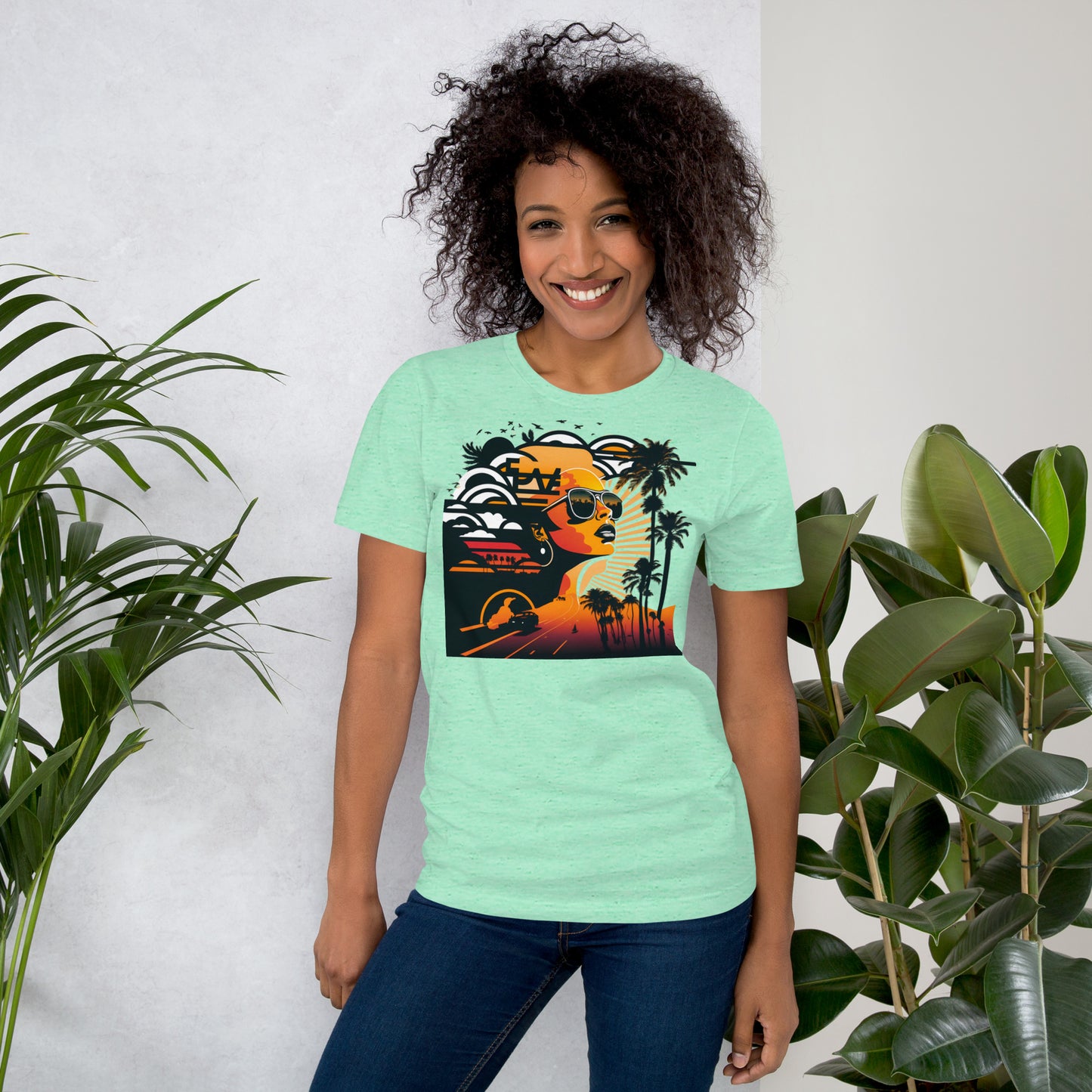 Retro Radiance Sunset Dreamer Tee shirt