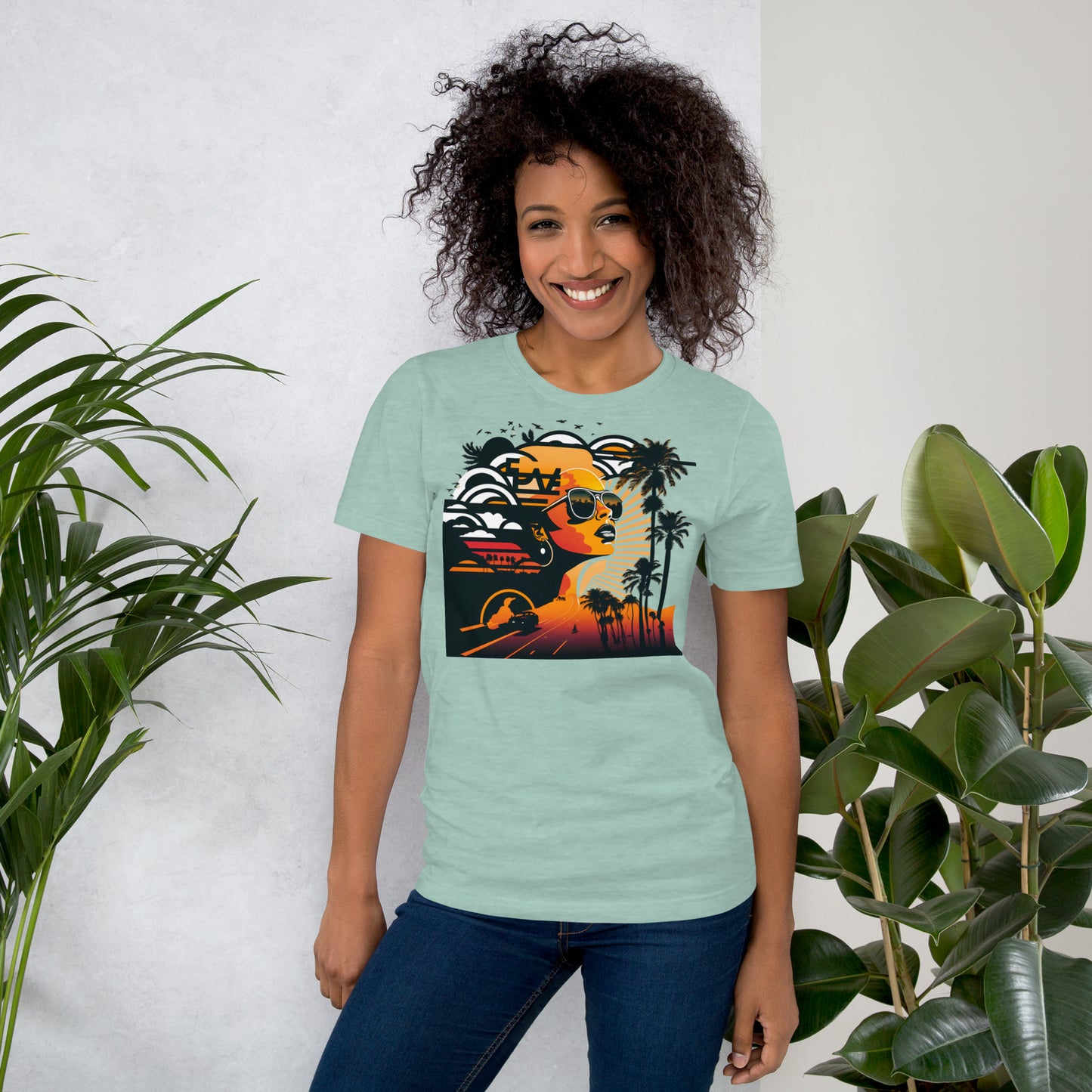 Retro Radiance Sunset Dreamer Tee shirt