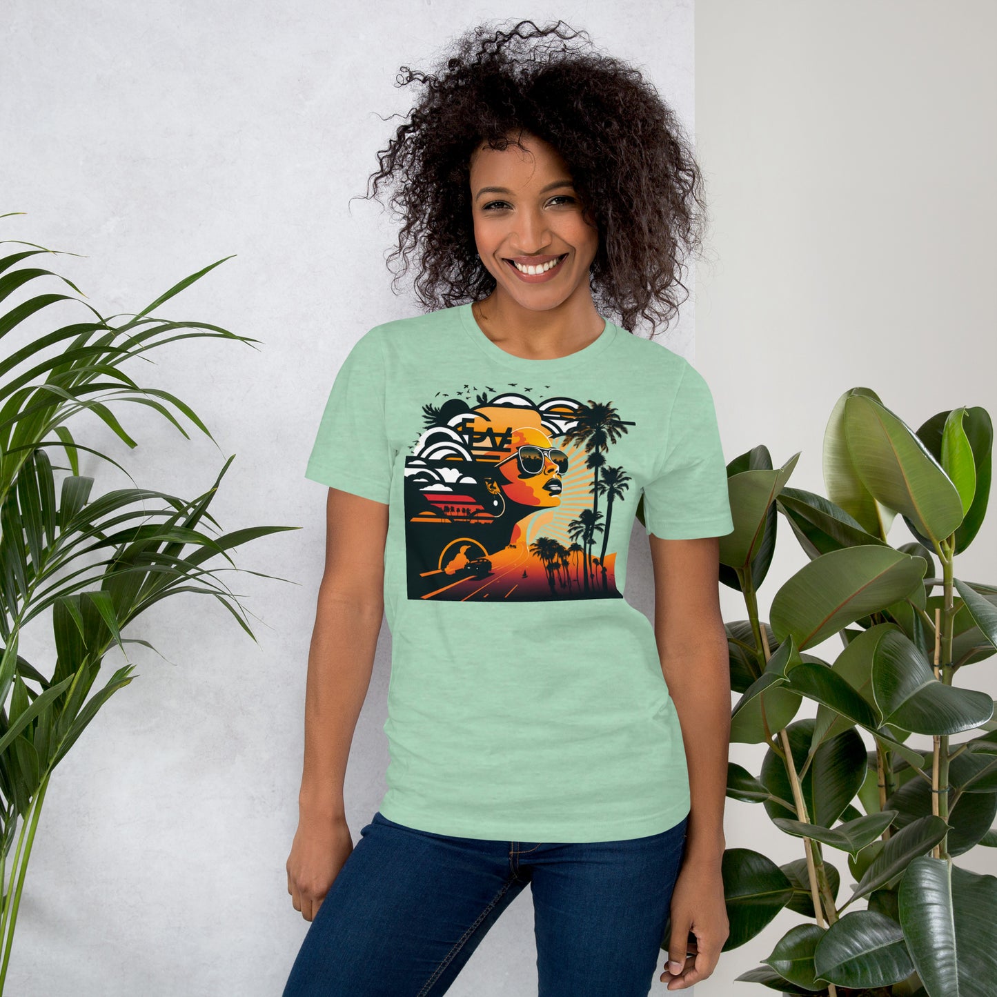 Retro Radiance Sunset Dreamer Tee shirt