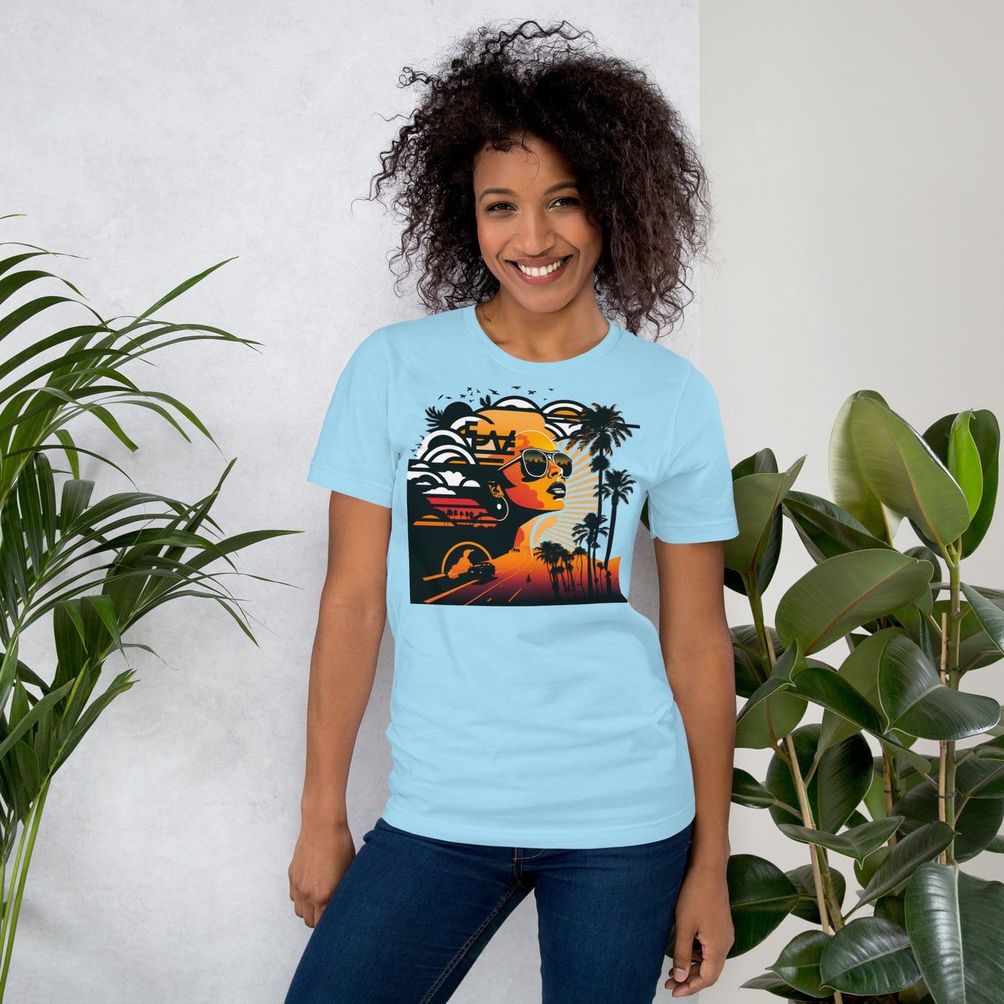 Retro Radiance Sunset Dreamer Tee shirt