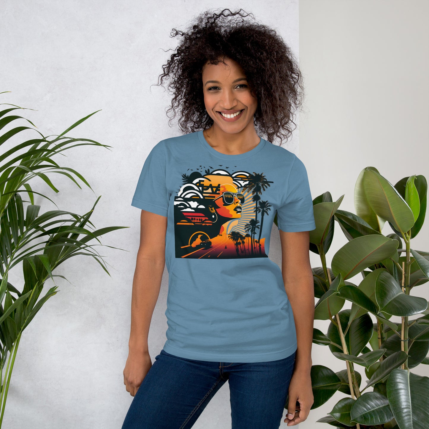 Retro Radiance Sunset Dreamer Tee shirt