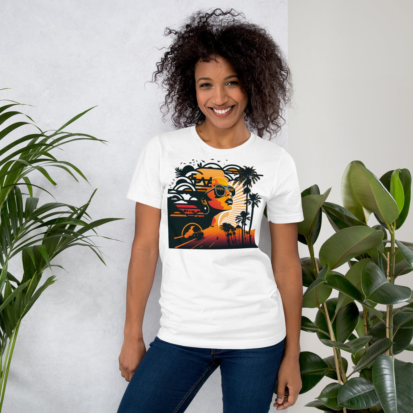 Retro Radiance Sunset Dreamer Tee shirt